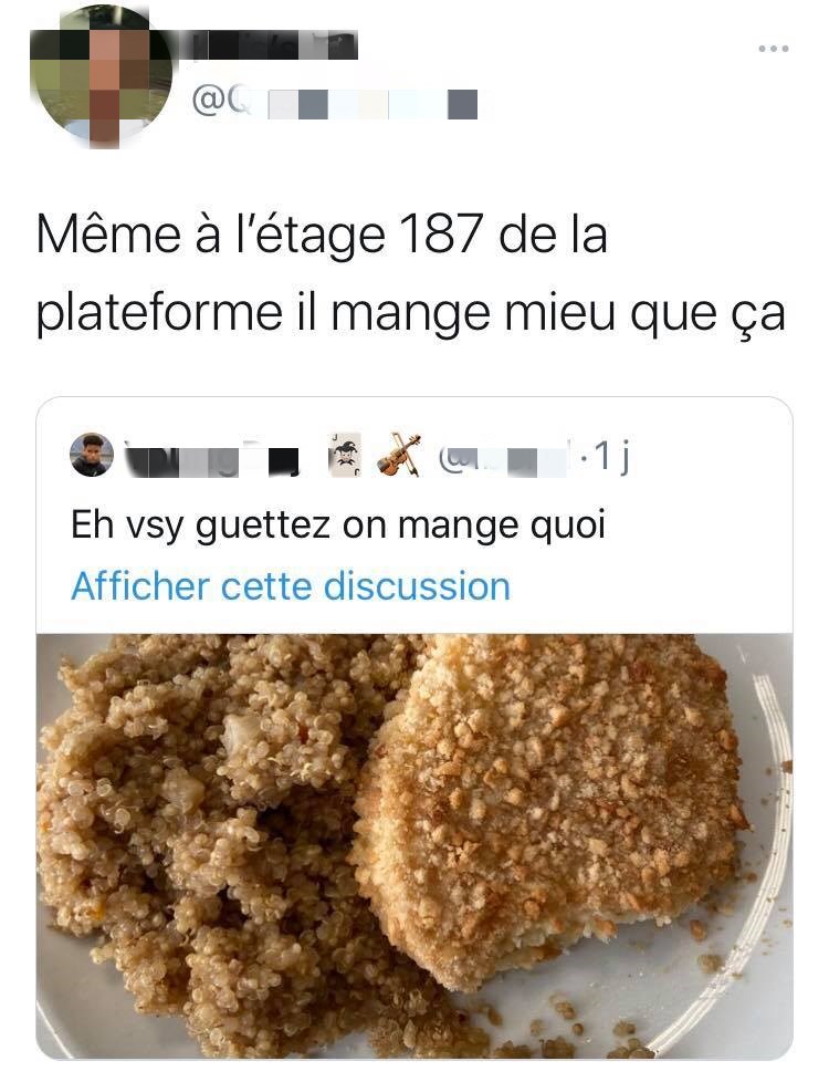 Même au 187e étage de « La Plateforme », ils mangent mieux que ça