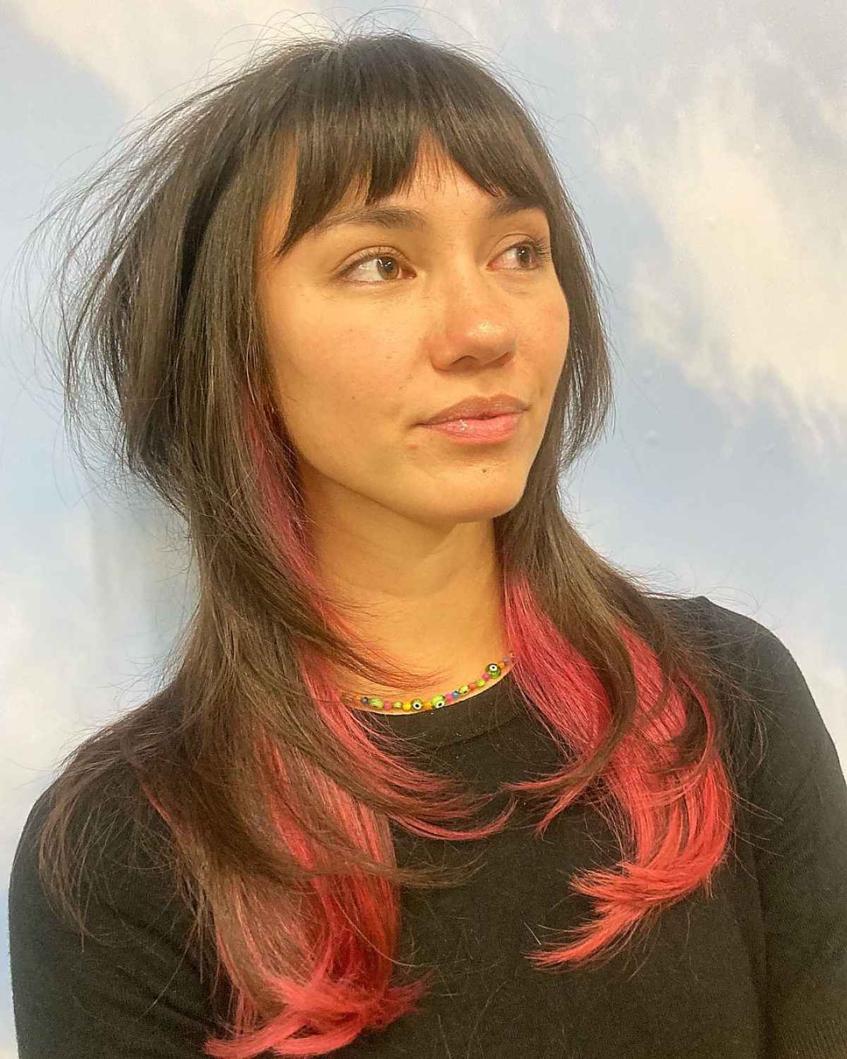 Cheveux de poulpe en couches avec des sous-lumières roses