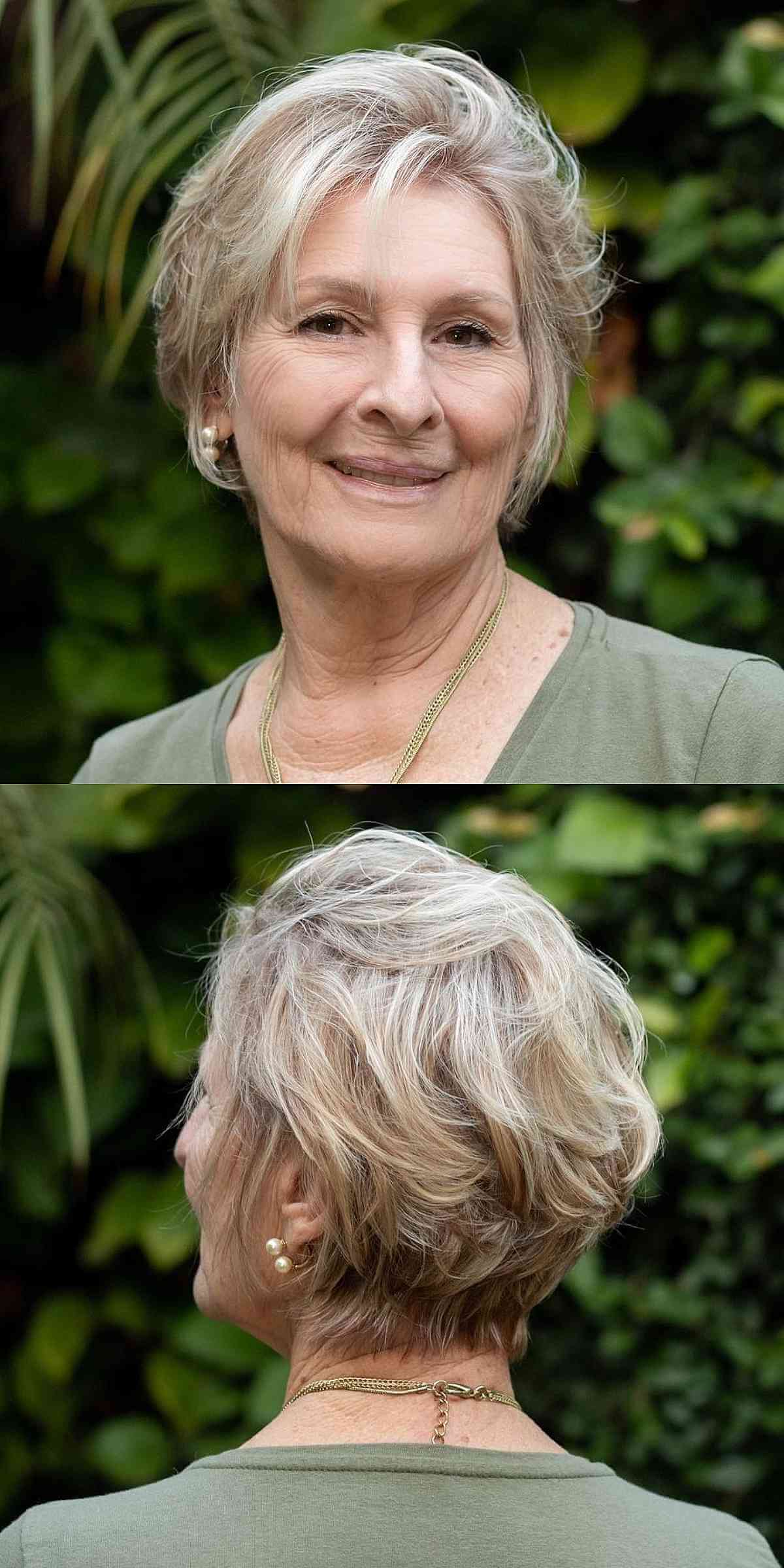 Long Pixie Cut pour cheveux ondulés pour les femmes soixante-dix et plus