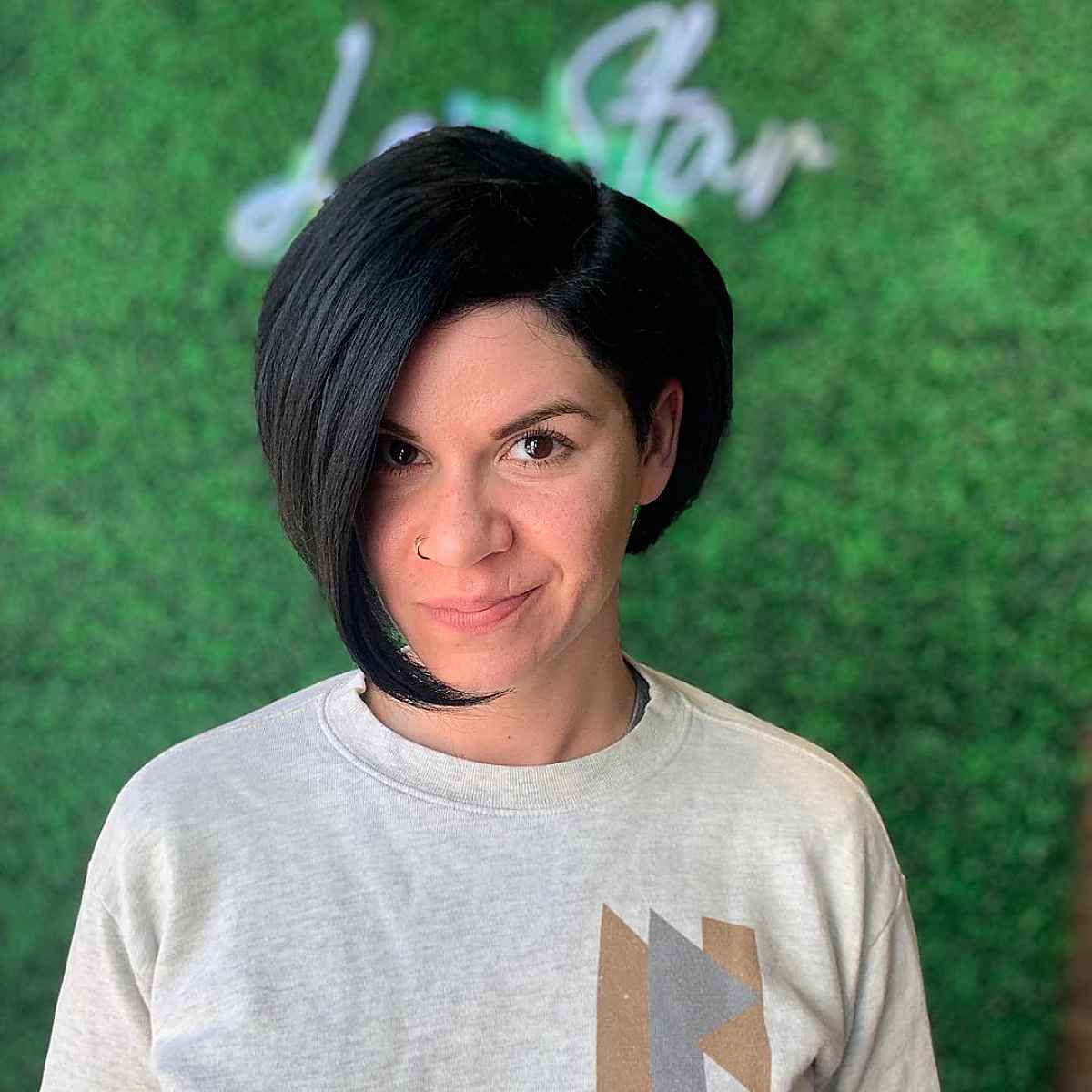 Side- Parted Asymmetrical Bob Cut for Thick Hair