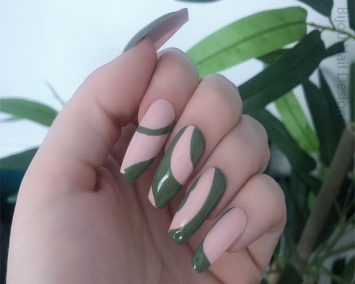Conception d'ongles d'automne vert kaki
