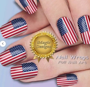 Conception d'ongles de longueur moyenne drapeau USA
