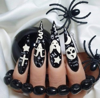 sorcellerie stiletto Halloween conception d'ongles
