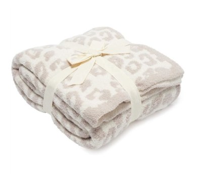Bearberry Fuzzy Leopard Knitted Throw Blanket Soft Cosy Warm Microfiber Blanket Barefoot Dreams dupe couverture