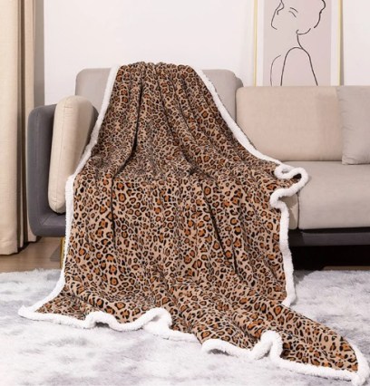 Couverture polaire confortable à imprimé léopard couverture de dupe aux pieds nus 