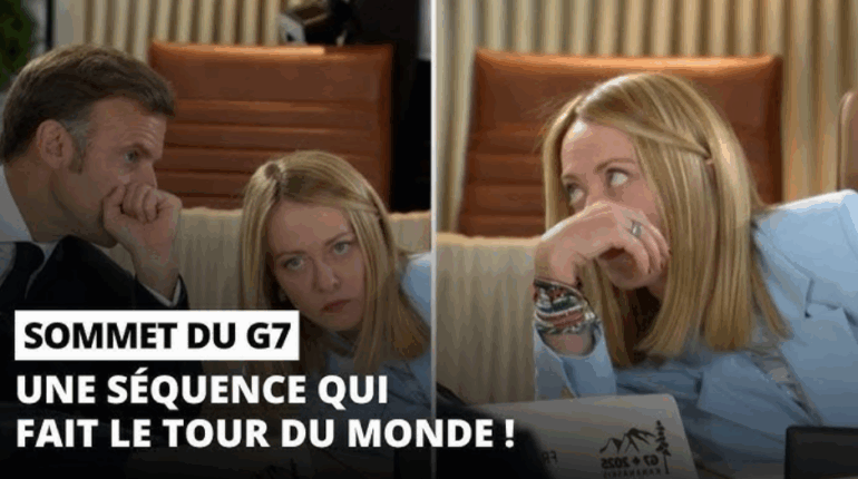 G7 : Giorgia Meloni lève les yeux au ciel après un murmure d’Emmanuel Macron, « Que lui a-t-il dit ? »