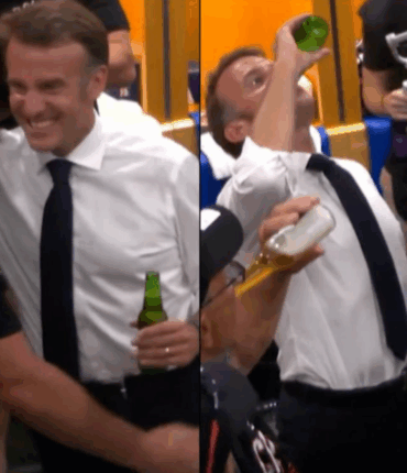 Emmanuel Macron trinque cul sec dans les vestiaires du Stade Toulousain : cette vidéo qui fait le buzz