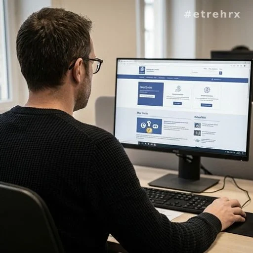 Personne de dos consultant le site de la CAF pour simuler ses droits