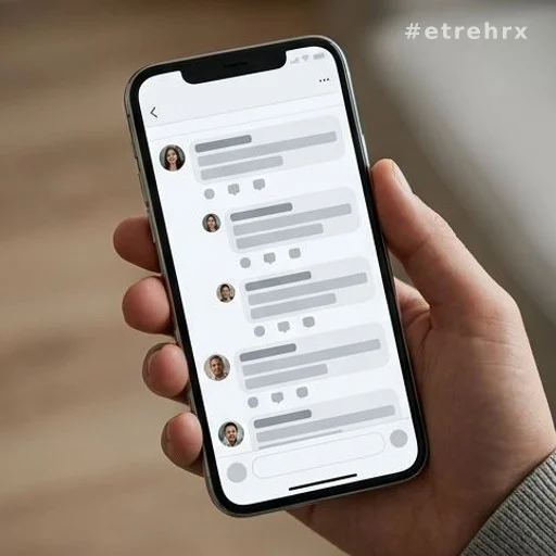 Téléphone affichant une section de commentaires avec nombreuses réponses en ligne