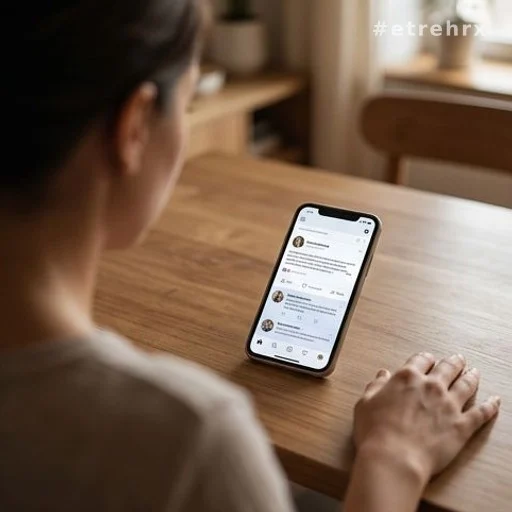 Personne de dos rédigeant un message de soutien sur les réseaux sociaux
