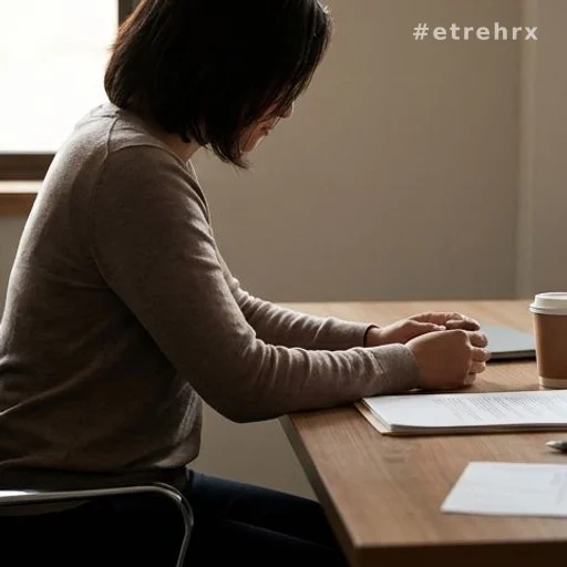 Personne en posture de réflexion et d'humilité à un bureau