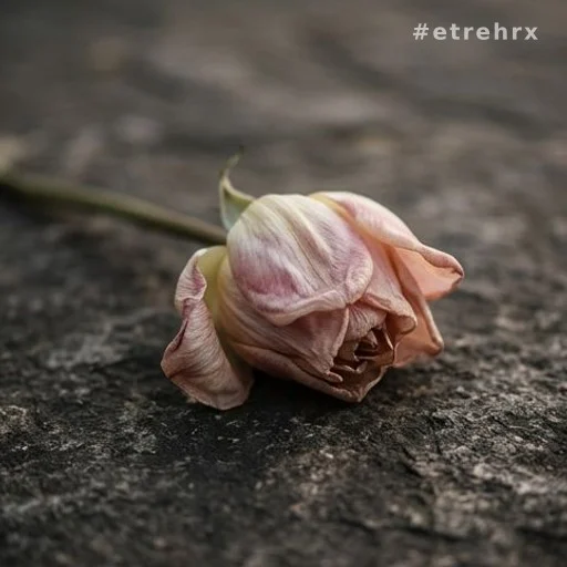 Fleur posée sur une surface sombre en signe de deuil