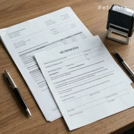 Documents comptables et convocation judiciaire sur un bureau