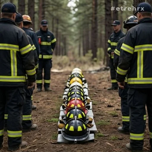 Hommage silencieux de pompiers en uniforme en mémoire de collègues décédés