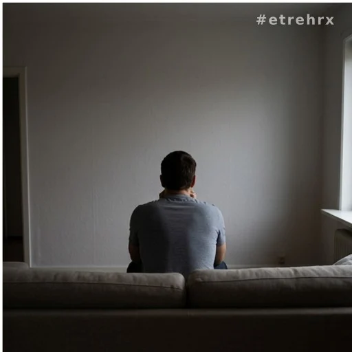 Personne seule sur un canapé illustrant l'indécision relationnelle et la peur du rejet