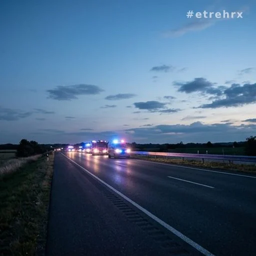 Autoroute de nuit avec véhicules de secours, accident de la route