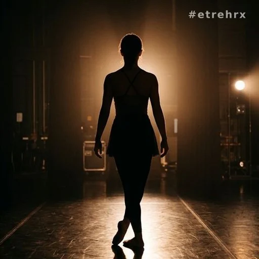 Silhouette de danseuse sur scène sous les projecteurs
