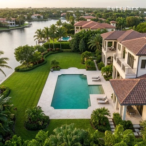 Villa de luxe au bord de l'eau avec piscine dans un quartier résidentiel sécurisé de Floride