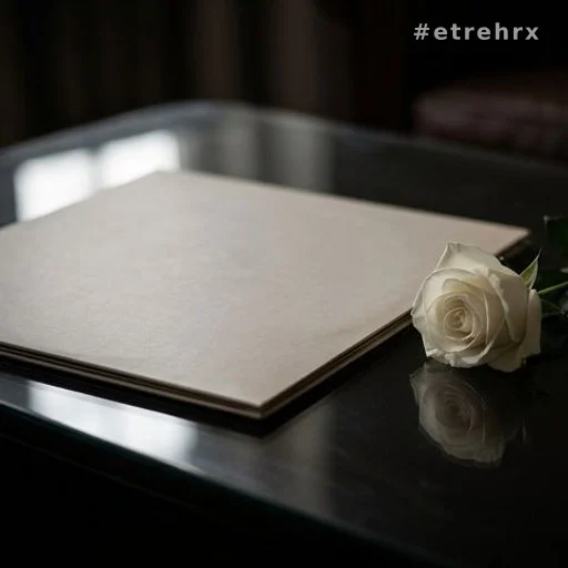 Pochette d'album posée près d'une fleur blanche en hommage à un proche disparu