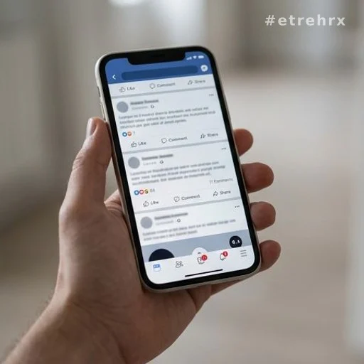 Smartphone affichant un fil de réseaux sociaux avec des publications de commentaires d'internautes