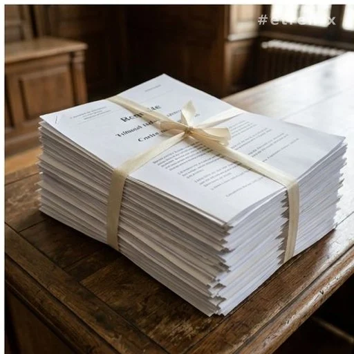 Documents de plaintes pénales posés sur un bureau de tribunal en France