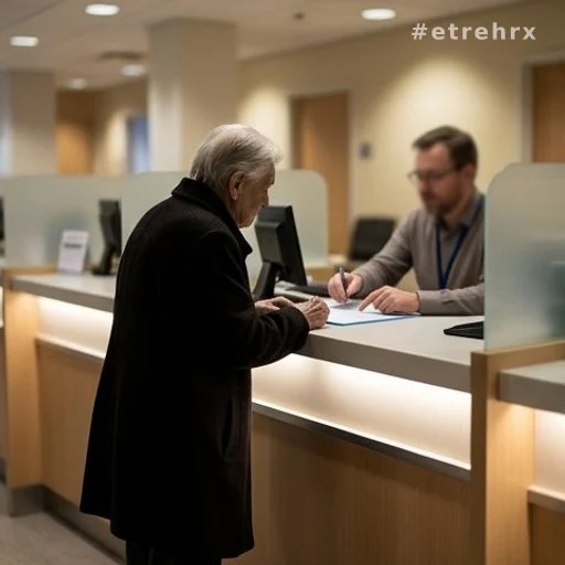 Senior effectuant une démarche auprès d'un service social départemental