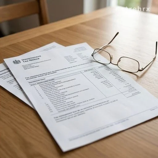 Avis de taxe foncière sur une table, senior propriétaire