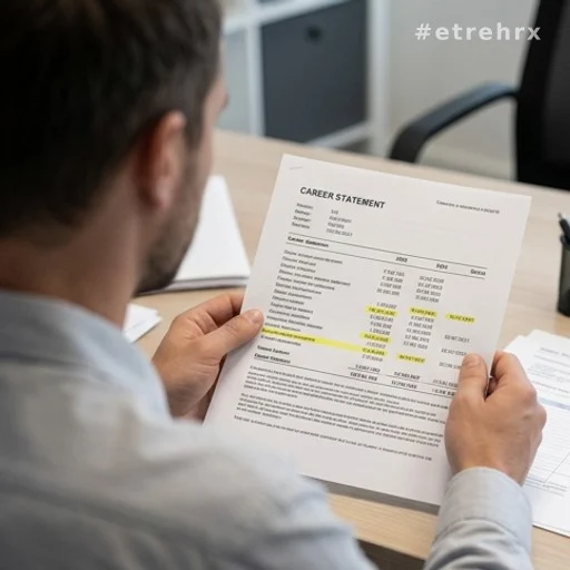 Personne consultant son relevé de carrière retraite pour vérifier ses trimestres cotisés