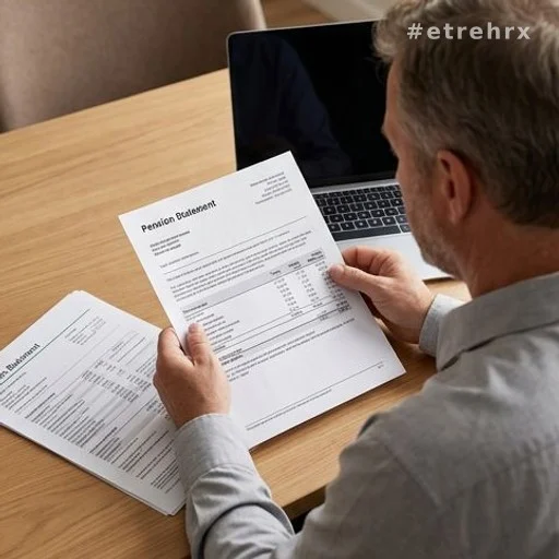 Personne examinant des documents de retraite et cumul emploi-retraite