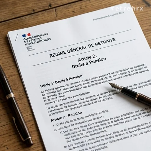 Document officiel de retraite posé sur un bureau avec un stylo