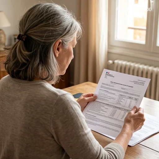 Femme consultant son relevé de carrière retraite pour vérifier ses trimestres enfants