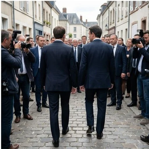 Deux responsables politiques de dos lors d'un déplacement de campagne en France