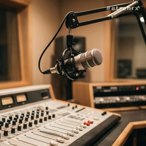 Micro de studio radio lors d'une interview politique en direct