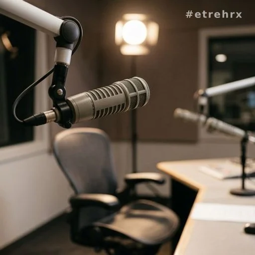 Microphone de studio radio lors d'une émission en direct