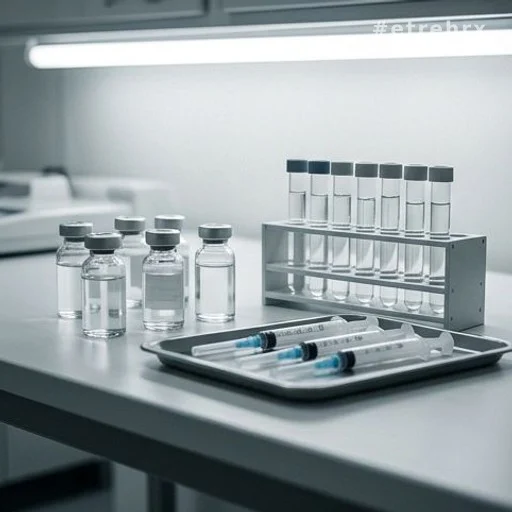 Flacons et seringues sur une table de laboratoire illustrant les substances visées par les contrôles antidopage nocturnes