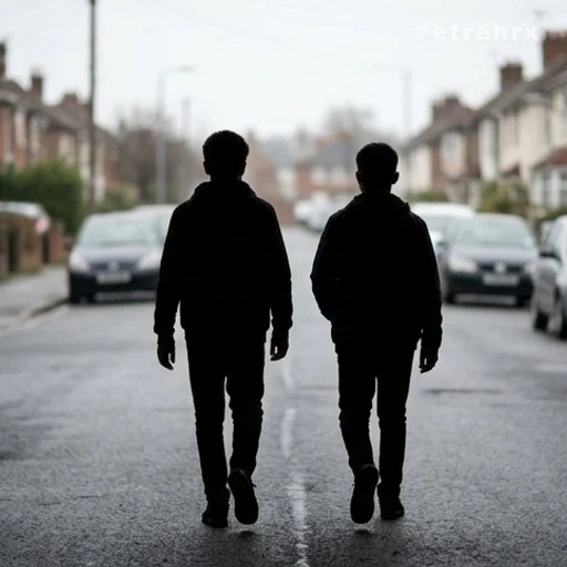 Silhouettes de dos de deux jeunes dans un quartier résidentiel, affaire impliquant des mineures