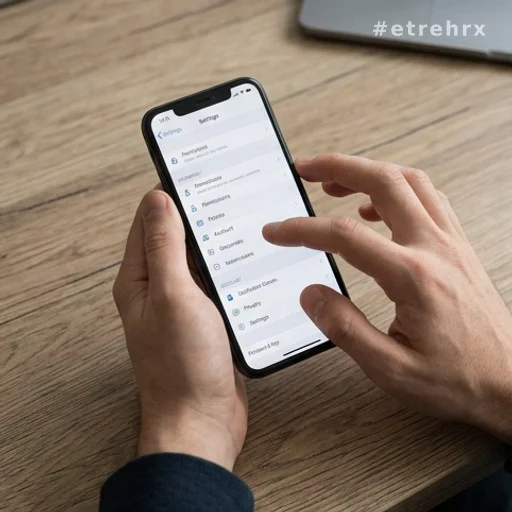 Mains naviguant dans les paramètres de stockage d'une application sur smartphone