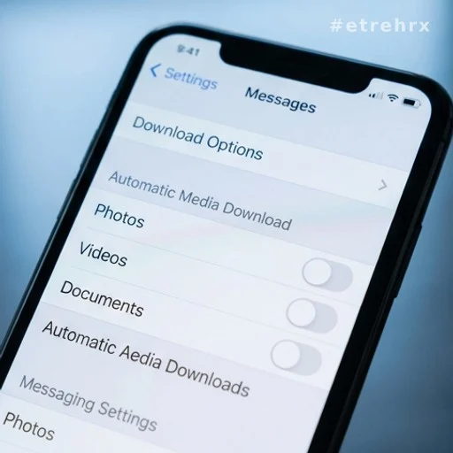 Paramètres de téléchargement automatique désactivés dans une application de messagerie