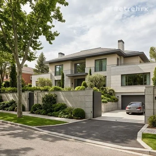 Villa de luxe à Conde de Orgaz Madrid, architecture contemporaine et hauts murs