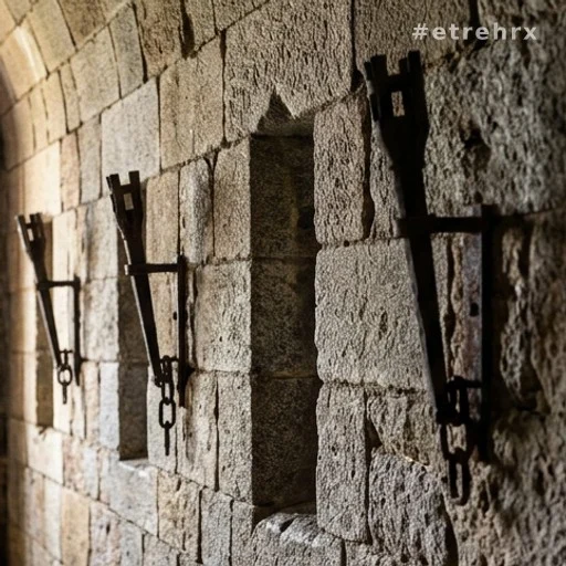 Mur en pierre d'un fort maritime avec éclairage dramatique latéral