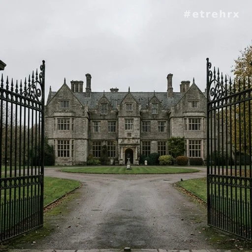 Domaine familial vu derrière des grilles, succession bloquée