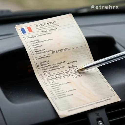 Carte grise d'un véhicule avec les données de poids PTAC et PTRA en évidence