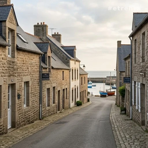 Village breton tranquille évoquant l'installation familiale de Gourcuff dans le Morbihan
