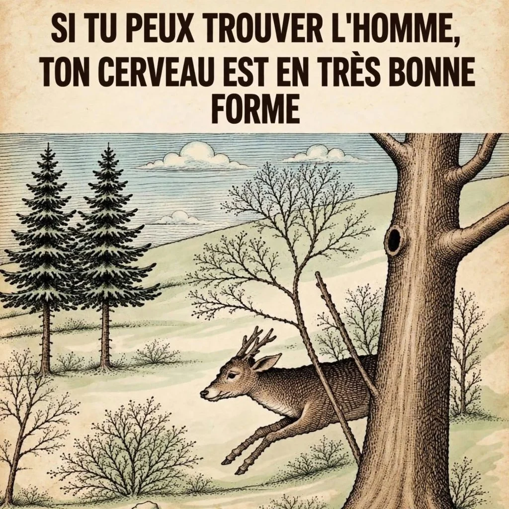 Défi visuel: retrouvez le visage caché parmi les arbres enneigés cover